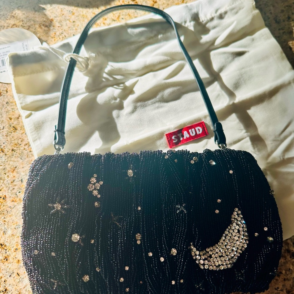 NWT STAUD Starry Night Beaded Bean shoulder bag - Picture 4 of 11